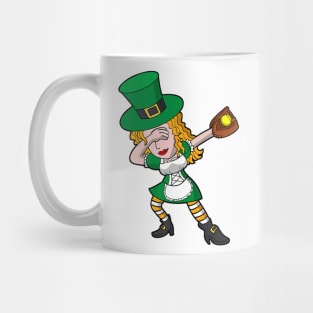 Dabbing Irish Girl Softball St Patricks Day Women Mug